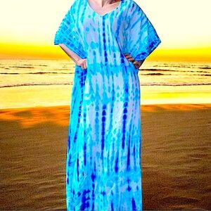 LAST 1 | Maui Kaftan | 100% Viscose | Floor Length | 3/4 Sleeves | V-Neck | OS